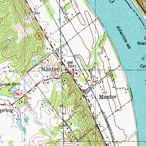 Topographic Map of City of Mentor, KY