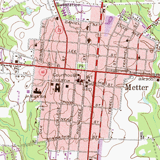 Topographic Map of City of Metter, GA