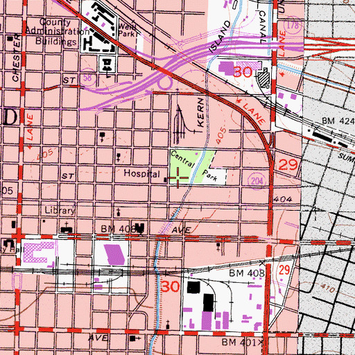 Topographic Map of Central Park, CA