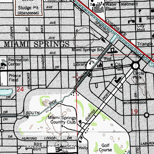 Topographic Map of City of Miami Springs, FL