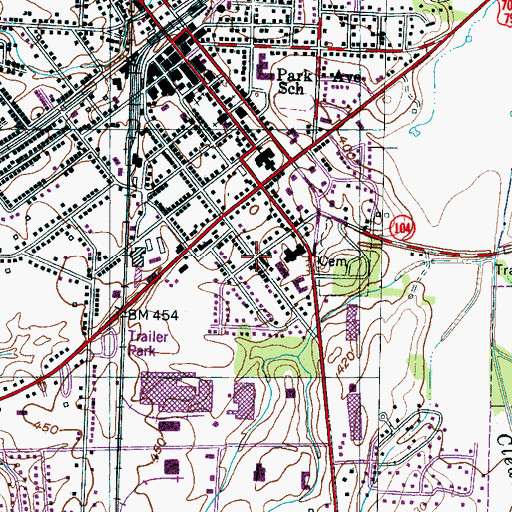 Topographic Map of City of Milan, TN