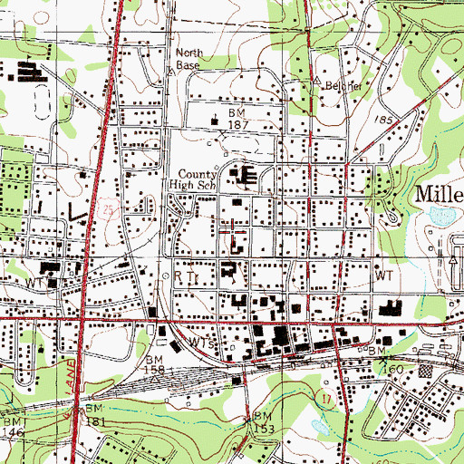 Topographic Map of City of Millen, GA