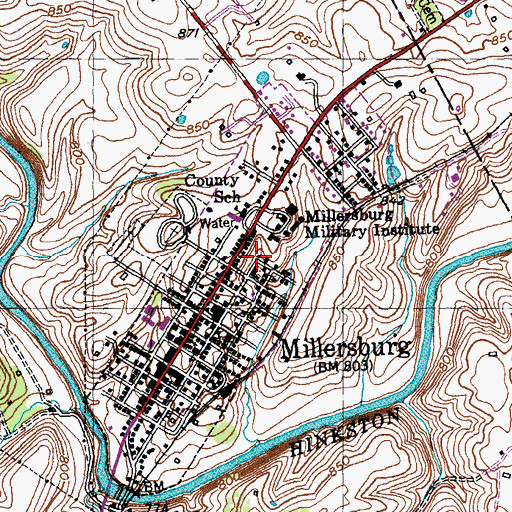 Topographic Map of City of Millersburg, KY