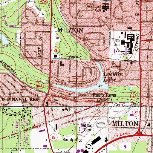 Topographic Map of City of Milton, FL