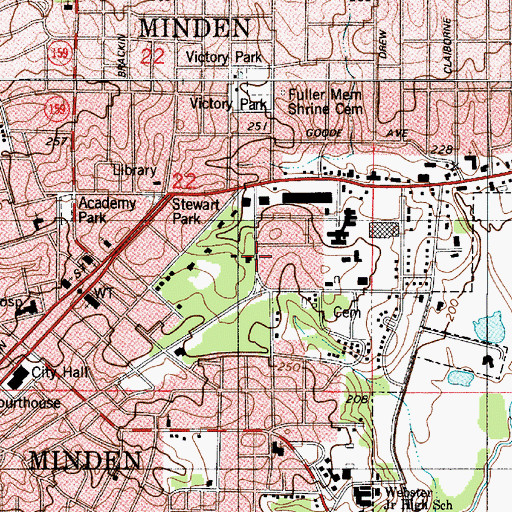 Topographic Map of City of Minden, LA