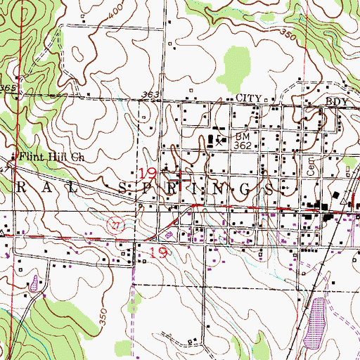 Topographic Map of City of Mineral Springs, AR