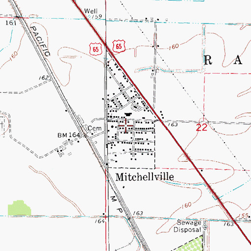 Topographic Map of City of Mitchellville, AR