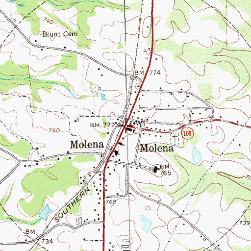 Topographic Map of City of Molena, GA