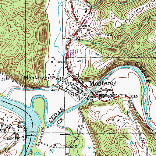 Topographic Map of City of Monterey, KY