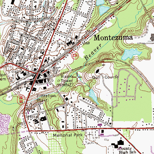 Topographic Map of City of Montezuma, GA
