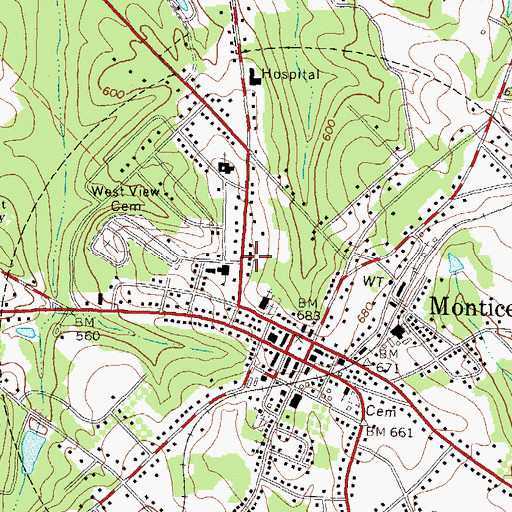 Topographic Map of City of Monticello, GA