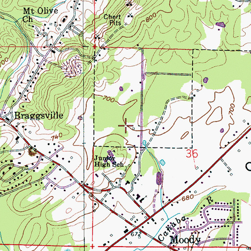 Topographic Map of City of Moody, AL