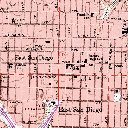 Topographic Map of Central Elementary School, CA