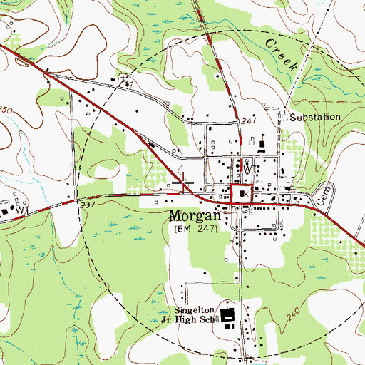Topographic Map of City of Morgan, GA