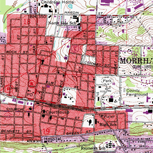 Topographic Map of City of Morrilton, AR