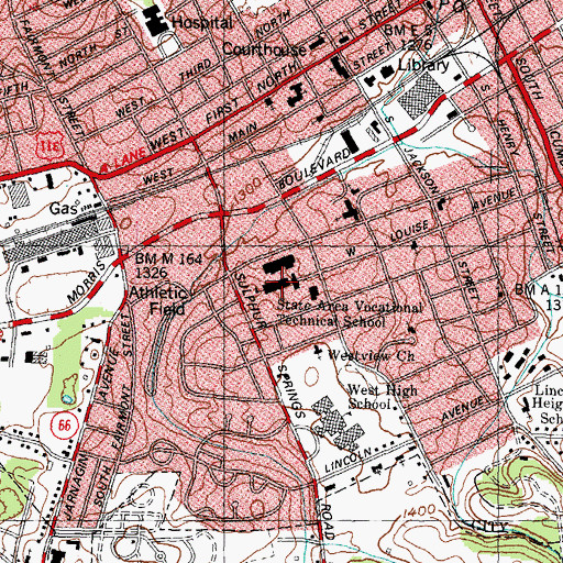 Topographic Map of City of Morristown, TN