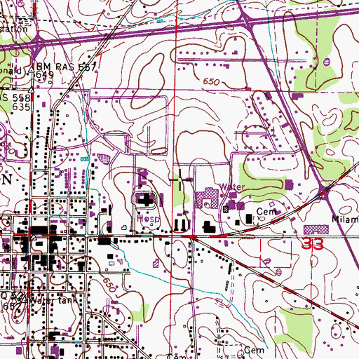Topographic Map of City of Moulton, AL