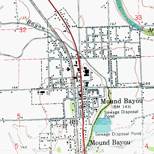 Topographic Map of City of Mound Bayou, MS