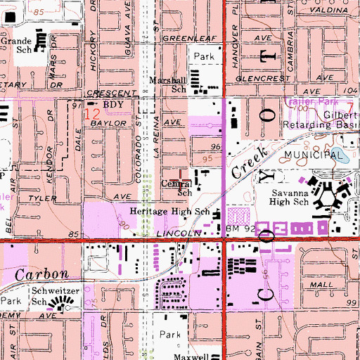 Topographic Map of Central School, CA