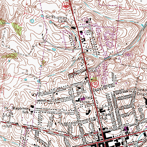Topographic Map of City of Mount Sterling, KY