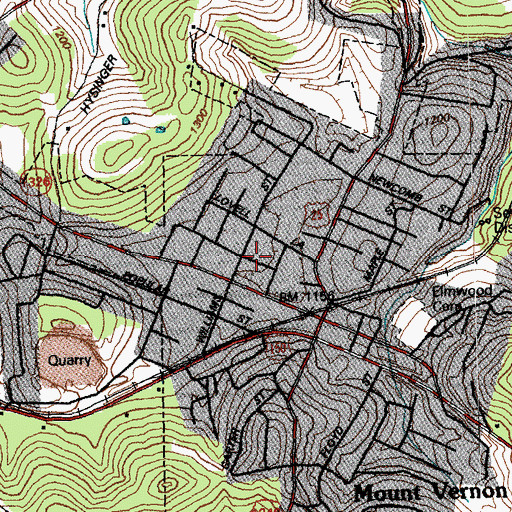 Topographic Map of City of Mount Vernon, KY