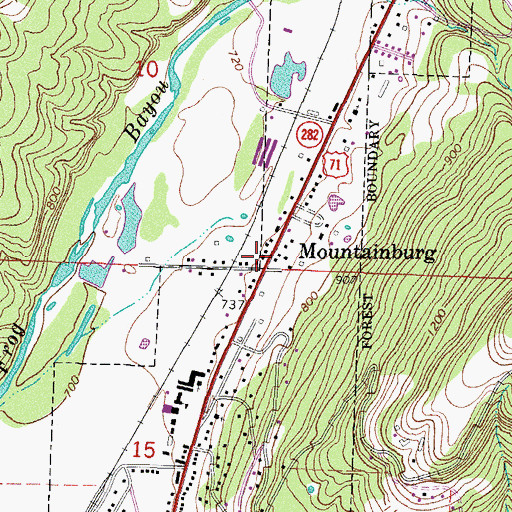 Topographic Map of City of Mountainburg, AR