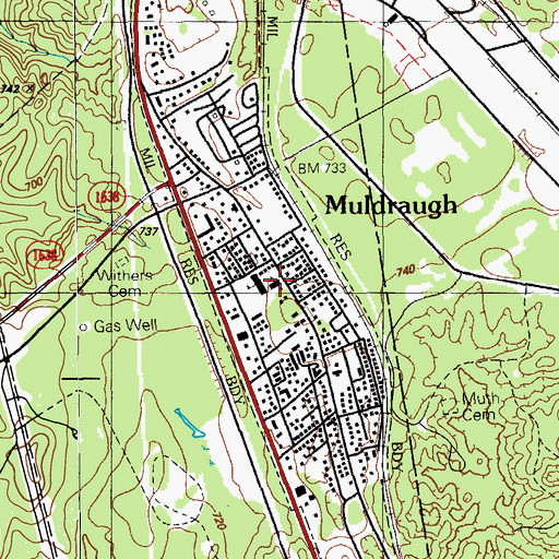 Topographic Map of City of Muldraugh, KY