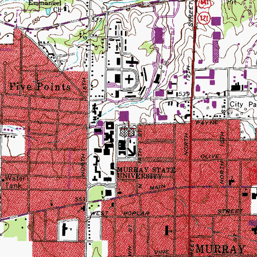 Topographic Map of City of Murray, KY