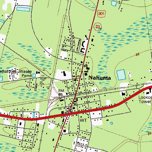 Topographic Map of City of Nahunta, GA