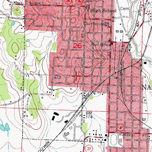 Topographic Map of City of Nashville, AR