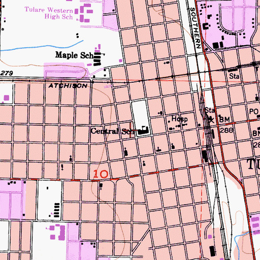Topographic Map of Central School, CA