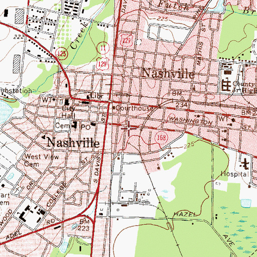Topographic Map of City of Nashville, GA