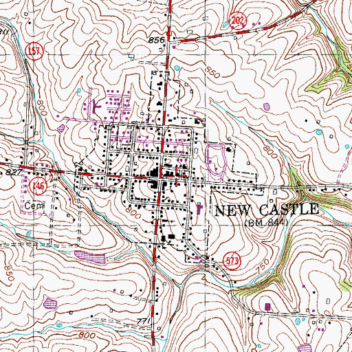 Topographic Map of City of New Castle, KY