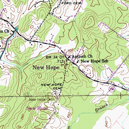 Topographic Map of City of New Hope, TN