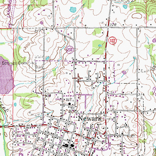 Topographic Map of City of Newark, AR
