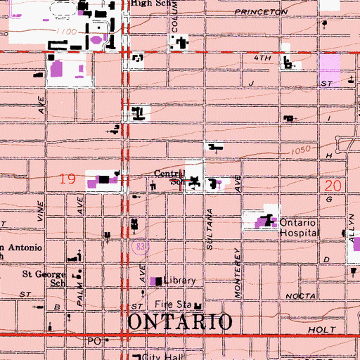 Topographic Map of Central Elementary School, CA