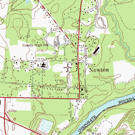 Topographic Map of City of Newton, GA