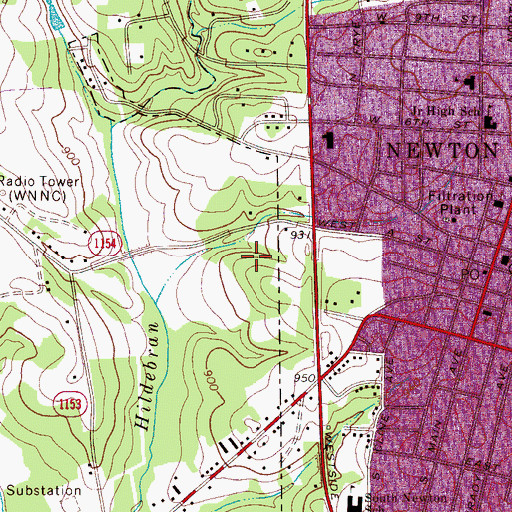 Topographic Map of City of Newton, NC