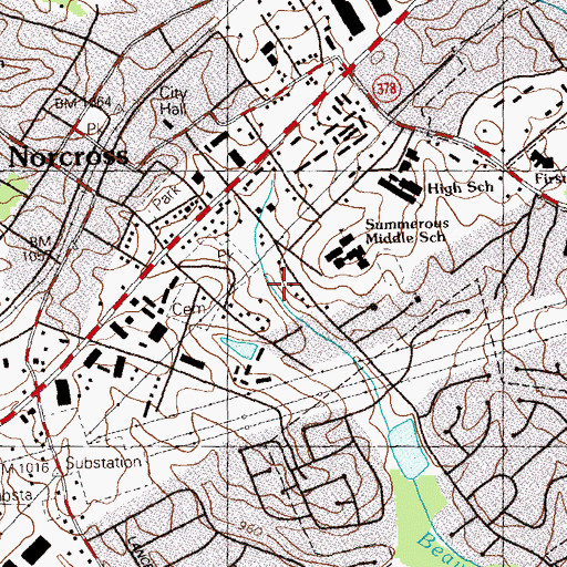 Topographic Map of City of Norcross, GA