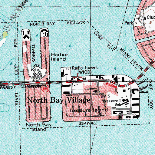 Topographic Map of City of North Bay Village, FL