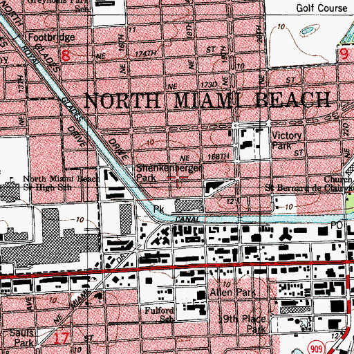 Topographic Map of City of North Miami Beach, FL