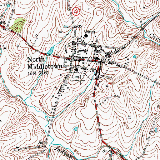 Topographic Map of City of North Middletown, KY