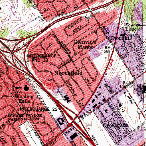 Topographic Map of City of Northfield, KY