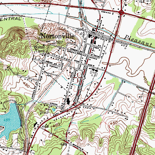 Topographic Map of City of Nortonville, KY