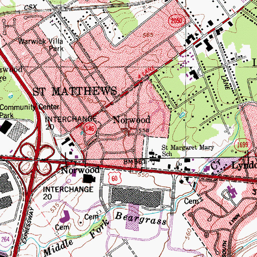 Topographic Map of City of Norwood, KY