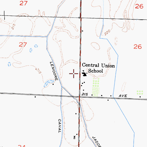 Topographic Map of Central Union School, CA