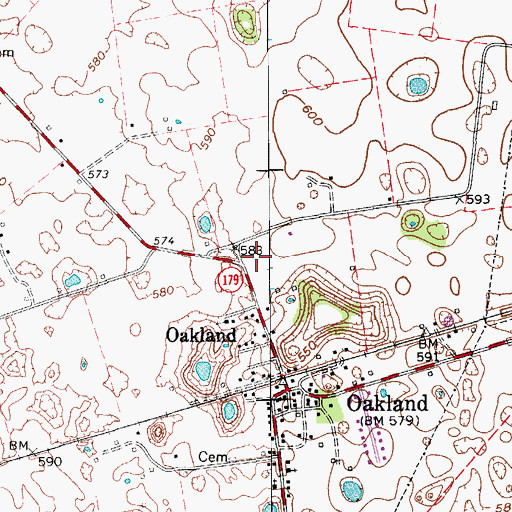 Topographic Map of City of Oakland, KY