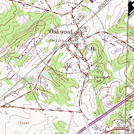 Topographic Map of City of Oakwood, GA