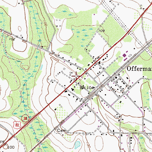 Topographic Map of City of Offerman, GA