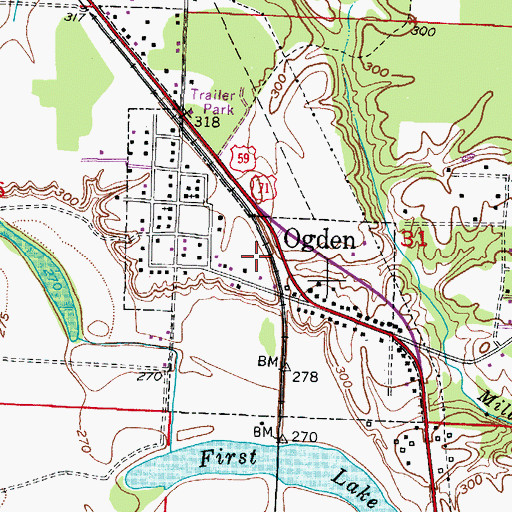 Topographic Map of City of Ogden, AR